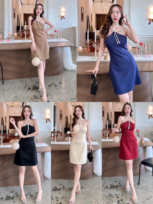 SIRINN Rhinestone Embedded Sleeveless Shorts Dress